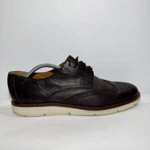 Massimo Dutti men's brown leather brogue shoes with a white sole